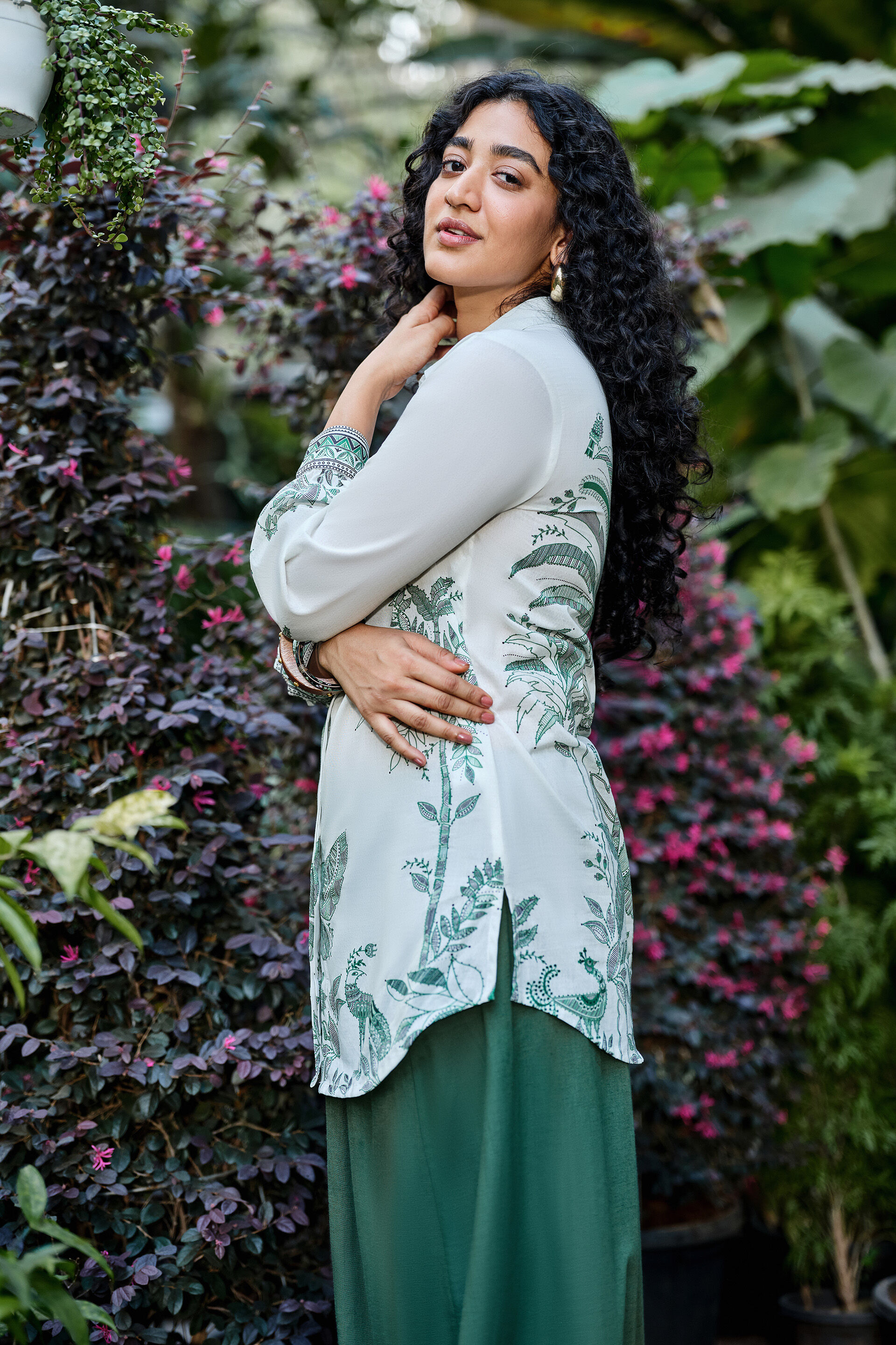 Palm Tree Cotton Shirt, Off White, image 3